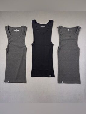 EKKOVISION Lot of 3, Men’s Ribbed Tank Top Beaters - 1 Black, 2 Gray, Size L